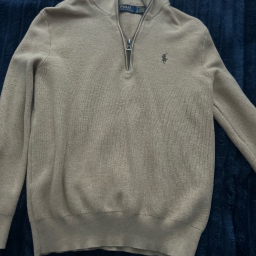 Ralph Lauren Men's Zip-Neck Sweater in Tan